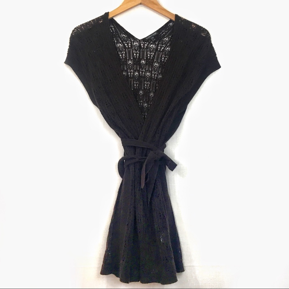 Eileen Fisher open knit lace cardigan sweater
